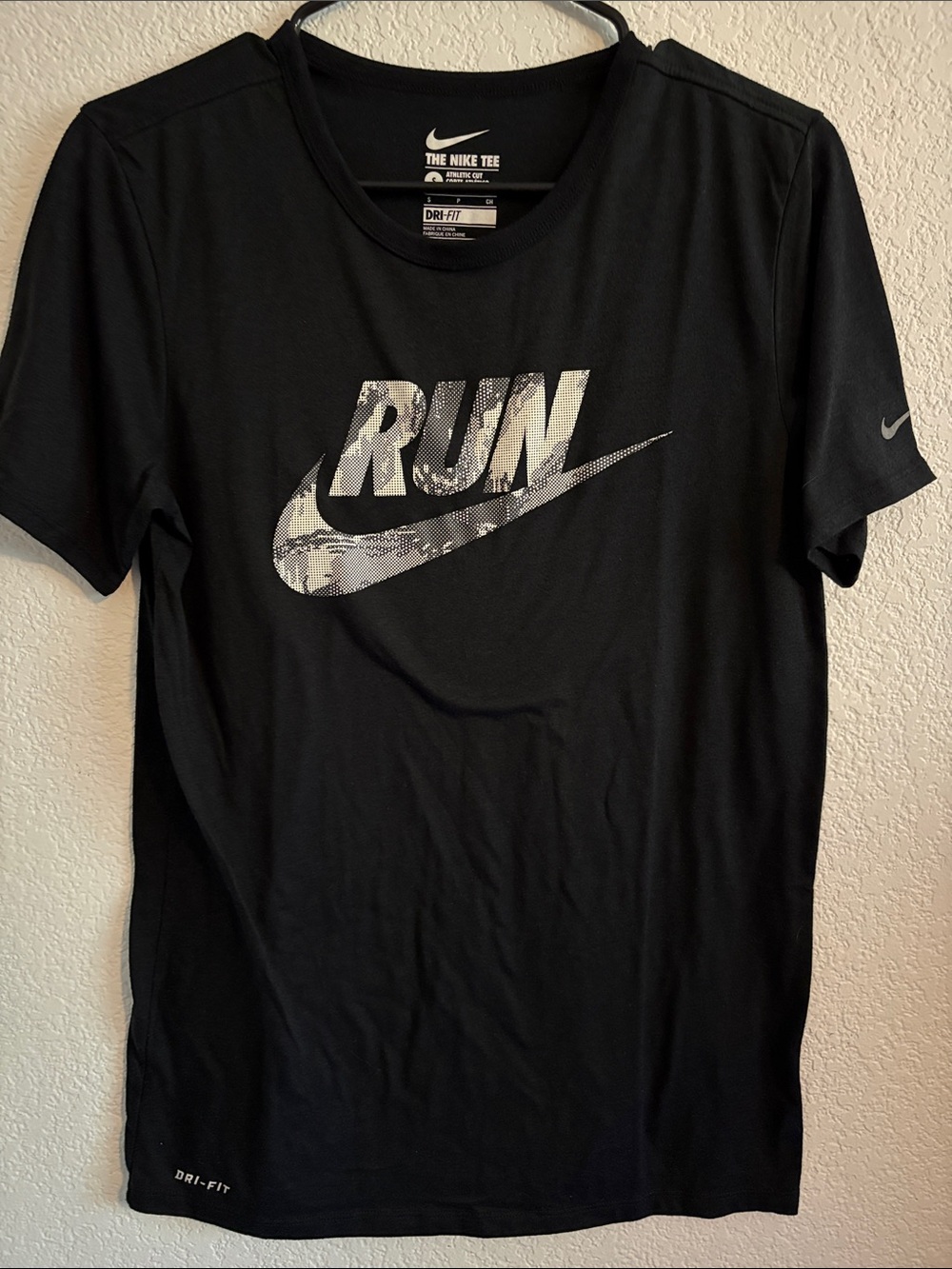 Nike Black Tee with Gray Camo 'RUN' Swoosh
